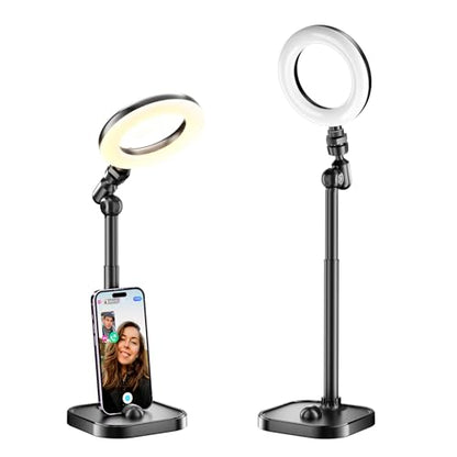 Ring Light for Desk, Portable Streaming Lights for Video Recording, 5’’ Halo Lighting with Stand for Selfie, Travel, Meetings, Makeup, Content Creators, Photography