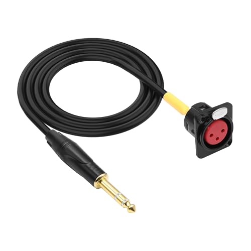 XMSJSIY D-Type XLR to 1/4" TRS Pass Through Cable 3Pin XLR Female Panel Mount to 6.35mm Male Stereo Balanced Microphone Audio Adapter Connector Cord for Pro Audio Installations - 1M/3.2FT - style: D-Type XLR Female