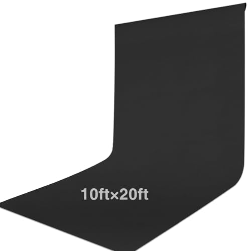 Black Backdrop Curtain 10x20ft (WxH), Black Photo Backdrop for Photography Polyester Collapsible Background Screen for Portrait, Product Video, Pet, Photoshoot, Birthday, Party - color: Black, size: 10x20 FT