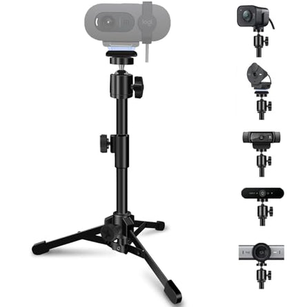 Desktop Webcam Tripod Stand, Portable Webcam Mount Holder with Magnet Mount and 1/4 Thread compatible with Logitech Webcam MX Brio 4K,C920,StreamCam,C930,C922,C925e,C615,Brio 500 300 100 Webcams (1)