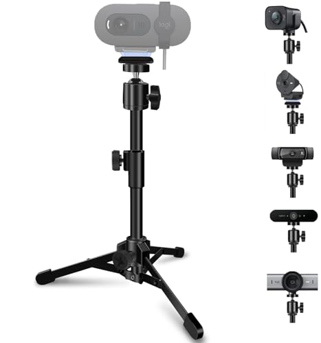 Desktop Webcam Tripod Stand, Portable Webcam Mount Holder with Magnet Mount and 1/4 Thread compatible with Logitech Webcam MX Brio 4K,C920,StreamCam,C930,C922,C925e,C615,Brio 500 300 100 Webcams (1)