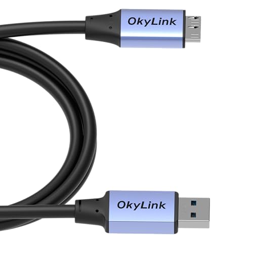 OkyLink USB 3.0 A to Micro-B Cable, Male to Male, 5Gbps 5ft | 1.5M, 3.2 Gen 1, for External Hard Drive HDD SSD - color: Gray USB3.0, size: 5ft (1.5m)