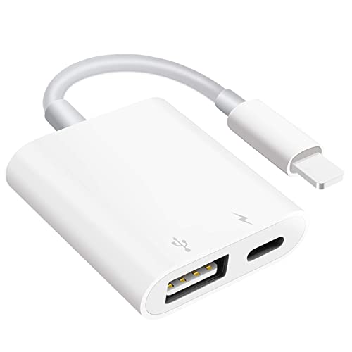 SUNTRSI USB Camera Adapter with Charging Port, Portable USB Female OTG Adapter Suitable for iPhone iPad, Plug and Play USB Adapter for iPad Support Card Reader
