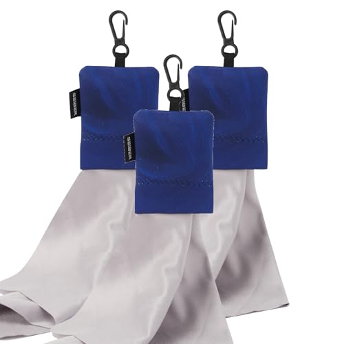SEIBER Microfiber Eyeglass Cleaning Cloth with Neoprene Pouch,3PCS, Blue | 7x7 inch For Glasses, Laptops, Cameras, Screen,Self-Closing Bottom - color: Blue-(3pack)