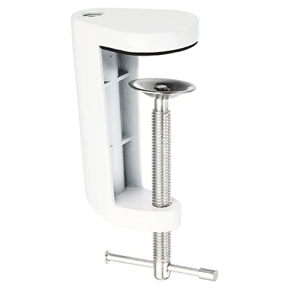 PATIKIL M10 Thread Hole Desk Table Mount Clamp, Universal Adjustable C Shape Desk Clamp for Microphone Arm Desk Lamps Stand, White - color: White