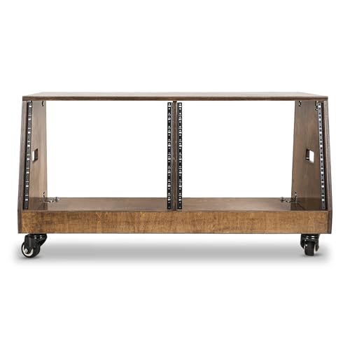 Sound Town DIY 2 x 8U Slanted Studio Rack with Solid Baltic Birch Plywood, Casters, Weathered Brown for Recording Room, Home Studio (SDRK-D8TB) - size: 2 x 8U, Weathered Brown