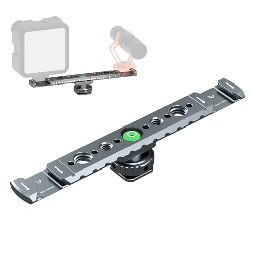 Dual Cold Shoe Mount for Vlogging, Metal Microphone Mount with 1/4" Tripod Screw, Hot Shoe Mount with 4 Screw Holes, Flash Bracket Suitable for DSLR Camera,Microphone Audio Recorder Monitors