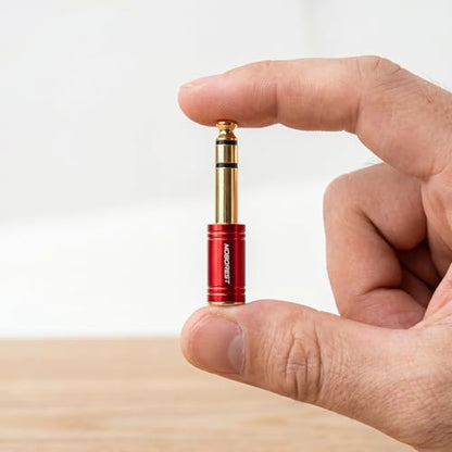 MOBOREST 1/4 to 3.5mm Headphone Adapter, 6.35mm Male to 1/8 Female Stereo Audio Jack Cable for Amp, Guitar, Piano, Mixer, Speaker, 2-Pack (Red & Blue) - color: 1RED+1BLUE