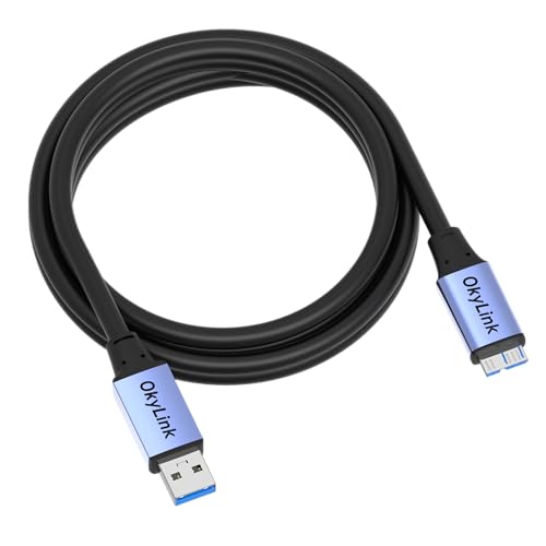 OkyLink USB 3.0 A to Micro-B Cable, Male to Male, 5Gbps 10ft | 3M, 3.2 Gen 1, for External Hard Drive HDD SSD - color: Gray USB3.0, size: 10ft (3m)