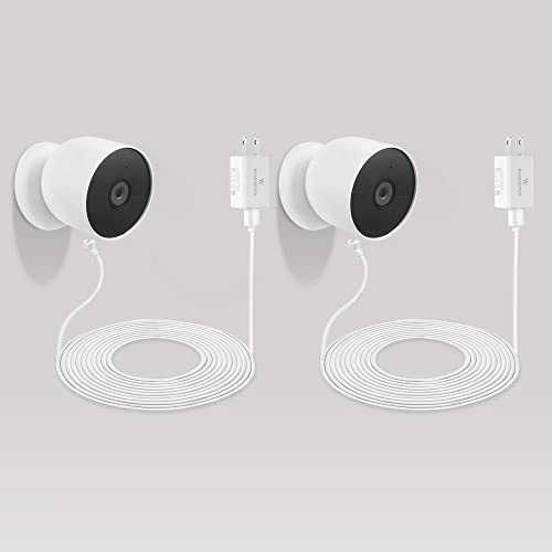 Wasserstein Pogo Pin Cable & Adapter for Google Nest Cam Outdoor/Indoor, Battery (2-Pack)(26ft & 5.2V/2A) (Camera NOT Included) - size: 2-Pack