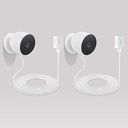 Wasserstein Pogo Pin Cable & Adapter for Google Nest Cam Outdoor/Indoor, Battery (2-Pack)(26ft & 5.2V/2A) (Camera NOT Included) - size: 2-Pack