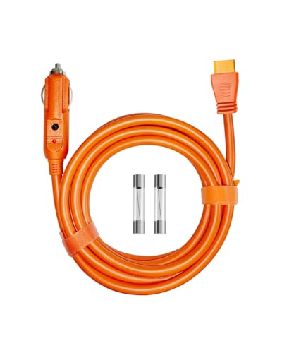 3M(10FT) 12V/24V Car Charging Cable to XT60 Connector, 14 AWG Cigarette Lighter Charger, Compatible with Anker SOLIX C300/C1000/F2000, EcoFlow Delta 2, BLUETTI AC2A Portable Power Station - color: Orange