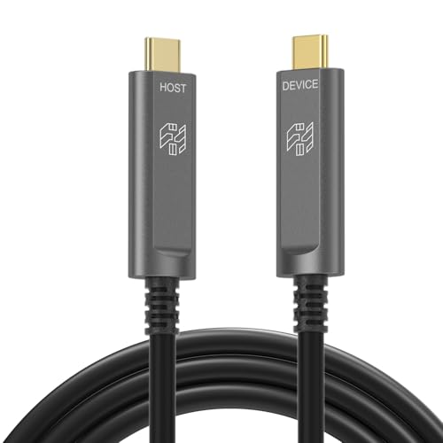 65ft USB C to USB C Cable Fiber Optic,Long Extension 10Gbps High Speed Data Transfer,Compatible with Webcams, Cameras,Gaming Consoles,Hubs,HDDs,VR AR,Grey - color: Grey, size: 65ft