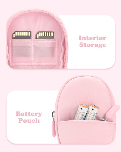 Soft Camera Case Compatible With Kodak Pixpro FZ45 FZ55 & Camkory FHD 1080p, Lightweight Digital Camera Carrying Case With Extra SD Cards Storage, Protective Travel Bag - Perfect Gifts, Pink - color: Pink