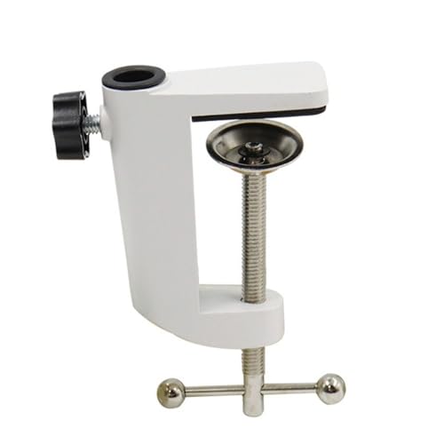 Metal Desk Clamp Universal C Shape Table Mounting Clamp for Microphone Suspension Boom Scissor Arm Stand Holder with Adjustable Screw Fits up to 2.16"/5.5cm Desktop Thickness-Black,White - color: white