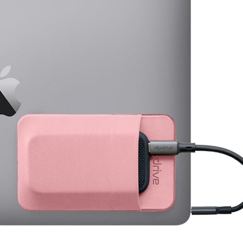 Slipdrive - Portable Hard Drive Sleeve for Laptop - SSD Solid State Drive - Reusable Adhesive - 5” x 3.2” Stick on External Hard Drive Carrying Case - Travel Pocket Pouch (Small, Pink) - color: Pink, size: Small (For SSD)