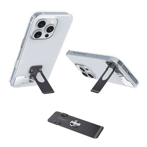 Phone Slim Stand Thin Kickstand, Ultra Thin Vertical Horizontal Universal Steel Metal Stable Mount Attachable Pocket Friendly Phone Holder for iPhone Samsung Phone Case (Black 1-Pack) - color: Black, size: 1-Pack