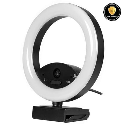 Arozzi - Occhio True Privacy Webcam with Adjustable LED Ringlight - Magnetic Privacy Cover, Dual Omni-Directional Noise Cancelling Microphones with Manual Circuit Breaker, and Full HD - style: Webcam with Ring Light