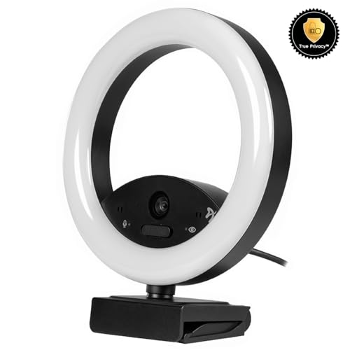 Arozzi - Occhio True Privacy Webcam with Adjustable LED Ringlight - Magnetic Privacy Cover, Dual Omni-Directional Noise Cancelling Microphones with Manual Circuit Breaker, and Full HD - style: Webcam with Ring Light