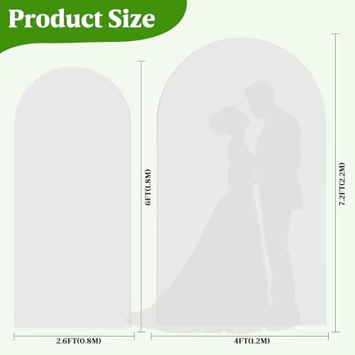 White Arch Backdrop Cover 7.2FT,6FT, Thick Double-Sided Spandex Balloon Arch Cover — Opaque, Wrinkle-Free, Machine Washable, Cover Only (No Stand) for Wedding, Baby Shower, Birthday Party - size: 7.2FT,6F