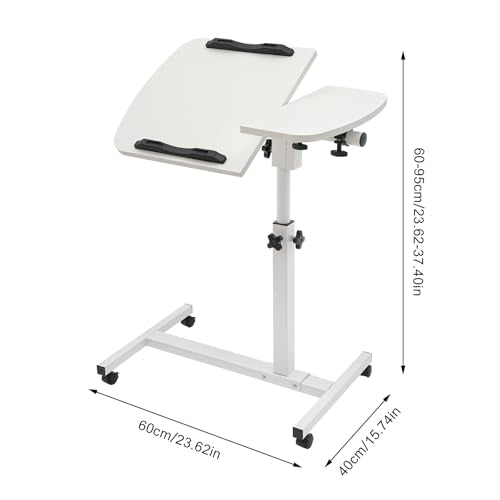 Adjustable Rolling Laptop Desk Stand,Laptop Mobile Stand with Wheels,Portable Computer Workstation with Tiltable Desktop for Teacher Classroom Home Office