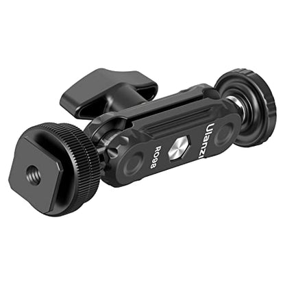 R098 Cold Shoe Monitor Mount, 1/4" Rotatable Dual Ballhead Hot Shoe Mount Microphone Fill Light Camera Monitor Swivel Bracket Compatible with DJI OSMO 360/Pocket 3/Insta 360 x 5/Sony/Canon/Nikon /Fuji
