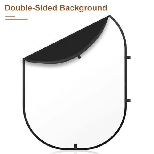 5x6.5ft/1.5x2m White Black Photo Backdrop, Double-Sided Pop Up Photography Background with Carry Bag Reversible Collapsible Backdrops for Photoshoot TikTok YouTube Video Live Streaming - color: Black/White, size: 5 x 6.5 ft