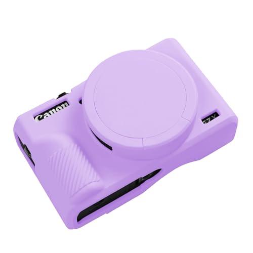 G7X Mark III Case, Soft Silicone Protective Case Cover for Canon Powershot G7X Mark III Digital Camera, Durable Camera Body Skin Protector with Removable Lens Cover - Purple - color: Purple