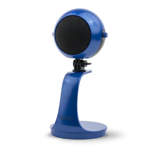 Movo WebMic USB Microphone with Desktop Stand, Royal Blue, Cardioid Condenser, for PC and Mac, with Mic Gain and Headphone Monitoring | Cardioid Pickup Rejects Background Noise For Accurate Dictation. Gain Knob, Headphone Out, Mute. Desktop Stand, No Driv
