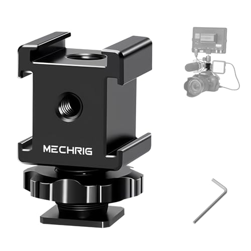 Triple Cold Shoe Mount Cold Shoe Adapter, Aluminum Camera Hot Shoe Extension Bracket with 3 Port Cold Shoe Mounts for Camera Cage Flash LED Light Monitor Microphone (62028)