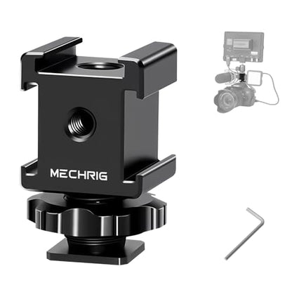 Triple Cold Shoe Mount Cold Shoe Adapter, Aluminum Camera Hot Shoe Extension Bracket with 3 Port Cold Shoe Mounts for Camera Cage Flash LED Light Monitor Microphone (62028)