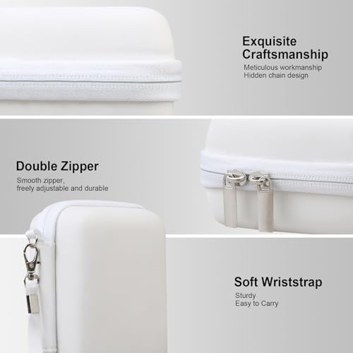 RAIALL Carrying Case for Canon PowerShot ELPH 360 HS A/IXY 650/ Canon IXUS 285 HS/Sony DSCW830/ CAMKORY/VAHOIALD Digital Camera, Vlogging Camera Travel Bag, Mesh Pocket for Batteries, White - color: White