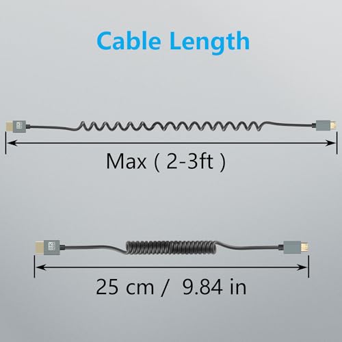 CERRXIAN 8K Mini HDMI to HDMI Cable, Ultra HD High Speed HDMI to Mini HDMI Coiled Cable 2.1 Support 8K 4K 3D and Dynamic HDR Up to 48Gbps, Compatible with TV, PC,Camera Monitors Projector ect 3FT/0.9M
