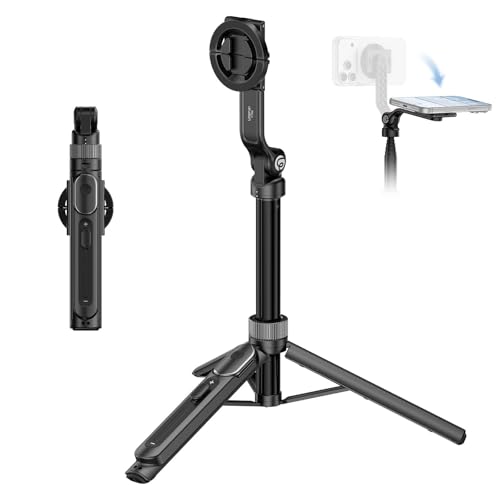 ULANZI TT86 Magnetic Tripod for iPhone 17, 35" Extendable Selfie Stick w Remote, 2-in-1 Phone Clip&Dual Cold Shoe Mounts-Lightweight Overhead Phone Tripod Stand for Vlogging, Travel, Video Recording - color: Black, size: 35"
