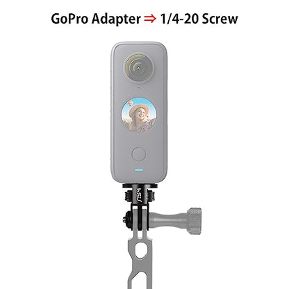 HSU Aluminum Tripod Mount Adapter, 1/4" 20 Mount for GoPro Hero 13/12/11/10/9/8/7 Insta360 X3/X2/X/RS/R and Other Cameras (Black) - color: 1 Pack