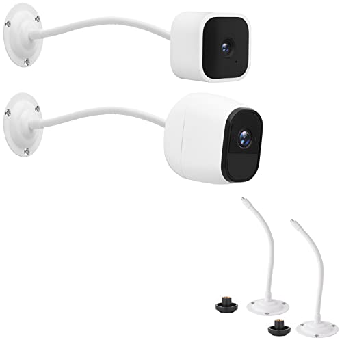 Mippko 2 Pack Camera Flexible Wall Mount Holder Compatible with Arlo/Blink/Reolink/Nest/Wyze/SimpliSafe Camera,Adjustment 8 inch Long Gooseneck Arm with Metal Base,1/4"-20 Threaded Screw,White - color: White