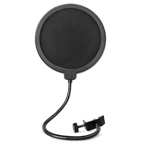 Pop Filter for AT-2020 AT-2035 AT-2040 AT-2050 ATR2500 and All Microphones, Pop Shield for Filtering Plosives and Hissing Noise, Dual-Layer Mesh, 360° Adjustable Gooseneck (Mask-Black) - color: Mask-Black
