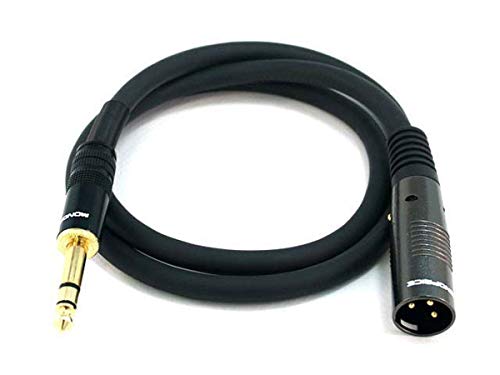 Monoprice XLR Male to 1/4-Inch TRS Male Cable - Molded Strain Relief Boots, Gold Plated, 16AWG, 3 Feet, Black - Premier Series - size: 3ft