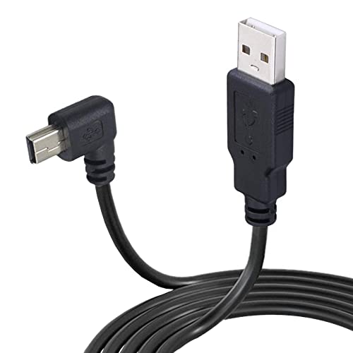 3M USB A to Mini B USB Cable 90 Degree Left Angle Data Sync Charge Cord with 5 pcs Wiring Clips for Nextbase Dash Cam Car GPS Navigator DVR Digital Camera (Left Angle) - color: Left angle