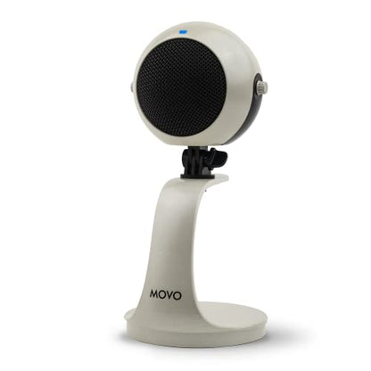 Movo WebMic USB Dictation Microphone in White – Cardioid for Vibe Coding | Cardioid Pickup Rejects Background Noise For Accurate Dictation. Gain Knob, Headphone Out, Mute. Desktop Stand, No Drivers. - color: Pearl White