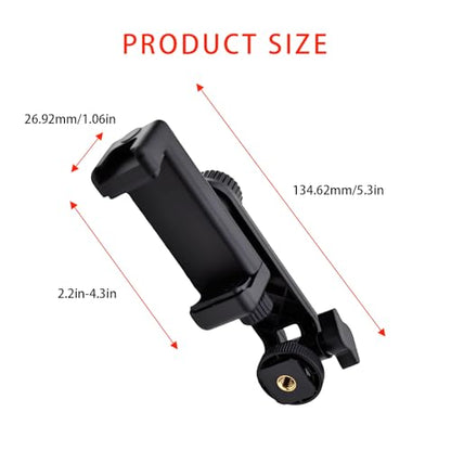 Heran Tripod Phone Mount for Camera, 360° Rotation Adjustable Cold Hot Shoe Smartphone Adapter Attachment Compatible with iPhone Samsung Sony Canon Nikon DSLR, Universal Accessories for Photography