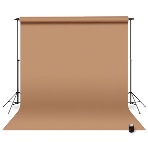 Denny Manufacturing - Seamless Paper Backdrop for Photography, Brown Seamless Paper Roll - Brown Latte (86 in x 36 ft) Includes Free Roll Black Gaffer Tape (2 in x 13 ft) - color: Brown Latte, size: 86 in x 36 ft
