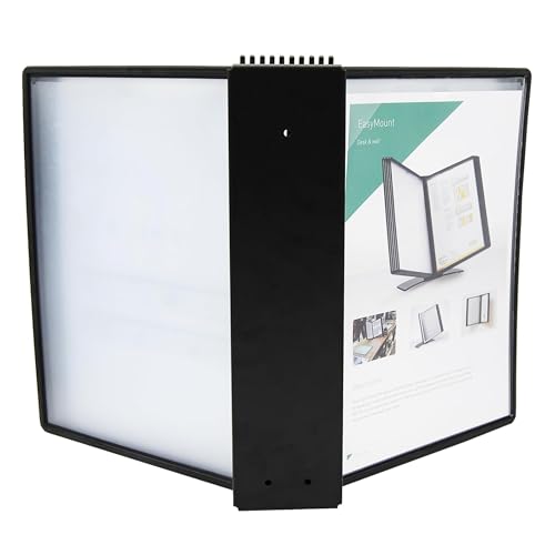 Tarifold Wall Mount Reference Organizer Display System, 10 Double-Sided Pockets, 20 Sheet Capacity, Durable Metal Base, Expandable, Easy-Load Polypropylene Pockets, Black - color: Black, style: Wall Mount