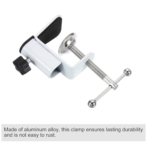 PATIKIL 0.47" Hole Dia. Desk Clamp, 4 Pcs Aluminum Alloy Bracket Universal Adjustable C-Clamp Mount Holder for Microphone Mic Arm Table Lamp Stand, White - color: White