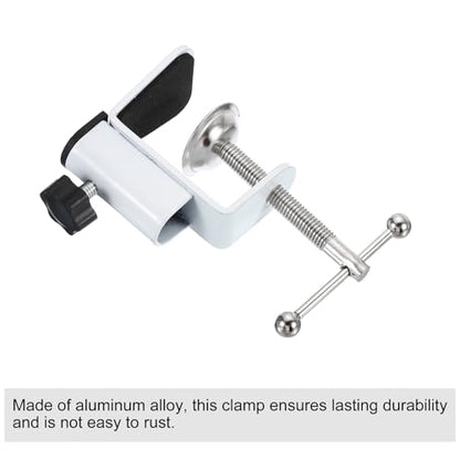 PATIKIL 0.47" Hole Dia. Desk Clamp, 4 Pcs Aluminum Alloy Bracket Universal Adjustable C-Clamp Mount Holder for Microphone Mic Arm Table Lamp Stand, White - color: White