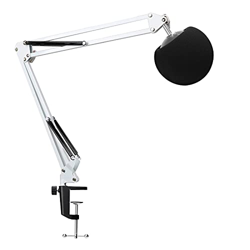 YOUSHARES Mic Stand with Pop Filter - Microphone Boom Arm Stand with Foam Cover Windscreen Compatible with white Blue Snowball iCE Mic by YOUSHARES - color: White Snowball Arm
