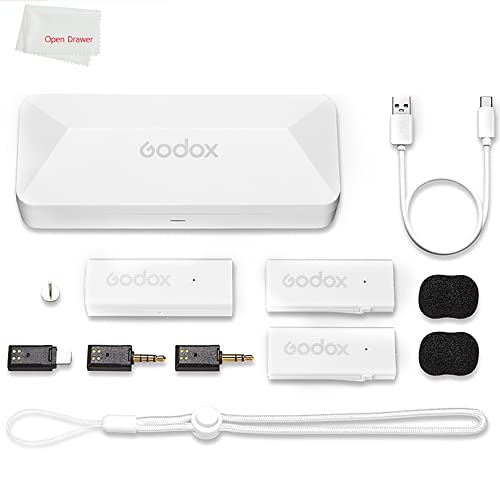GODOX MoveLink Mini Microphone, White Kit2, Wireless Lavalier Microphone, for Photography, Vlog, Filmmaking, Speech, with 2 Transmitter 1 Receiver (White Kit2 (Lightning)) - color: White Kit2 (Lightning)