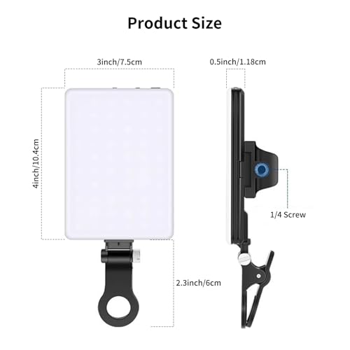 NPTCL 60 LED Portable Slefie Light, Rechargeable Lighting with Back Clip | 2200mAh Battery, CRI 97+, 3 Light Modes for Phone, iPhone Camera Webcam Laptop Photo Makeup Video Conference