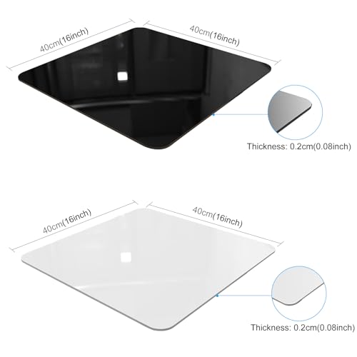 PULUZ 16 x 16 Inch Acrylic Poster Boards for Photography, Square White & Black Reflective Display Table Riser Backdrops for Professional Product Photography and Table Top Photography Shooting - size: 16*16 Inch