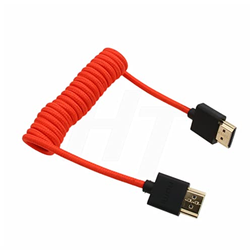 HDMI 4K 120p 8K Cable Braided Coiled for Ninja V SmallHD Blackmagic Monitor Sony A7RV A7m4 FX9 Canon C400 C70 C500II Lumix S1H Nikon Z9 Camera Type A HDMI 2.1